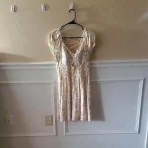 No Boundaries Floral Mini Dress - Cream and Pink